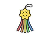 七夕の吹き流しのアイコン（線画カラー）の無料イラスト｜透過PNG・商用利用OK