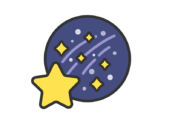 流れ星のアイコン（線画カラー）の無料イラスト｜透過PNG・商用利用OK