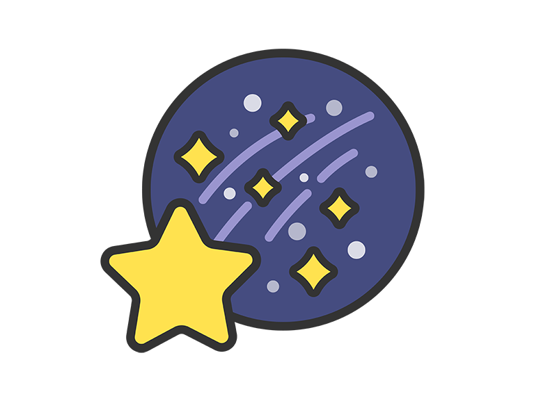 流れ星のアイコン（線画カラー）の無料イラスト｜透過PNG・商用利用OK