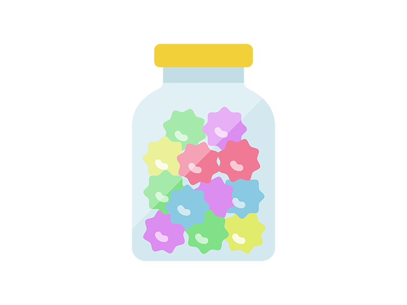 瓶に入った、金平糖のアイコンの無料イラスト｜透過PNG・商用利用OK