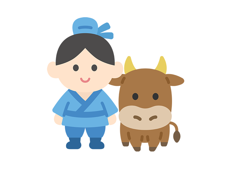 牛飼いのキャラクターのアイコンの無料イラスト｜透過PNG・商用利用OK