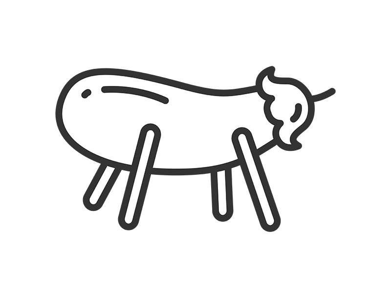 お盆の精霊牛のアイコン（線画）の無料イラスト｜透過PNG・商用利用OK