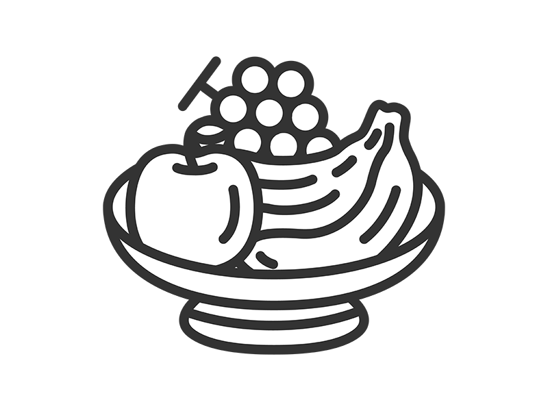 お供えの果物皿のアイコン（線画）の無料イラスト｜透過PNG・商用利用OK