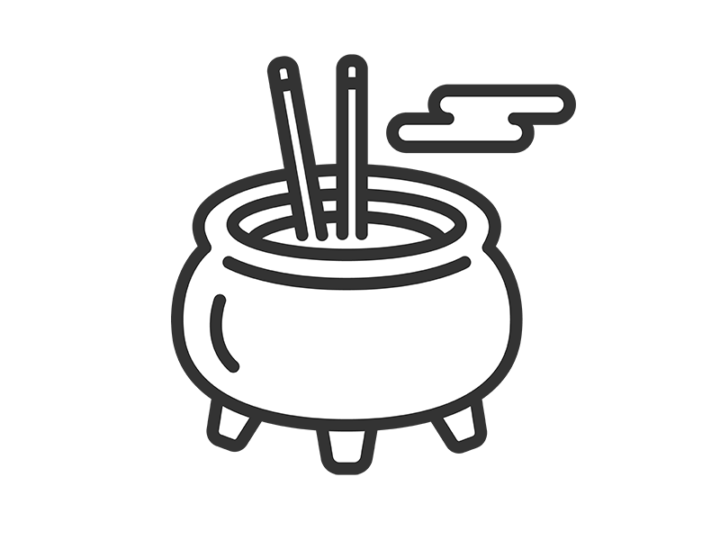 香炉と線香のアイコン（線画）の無料イラスト｜透過PNG・商用利用OK