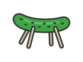 お盆の精霊馬のアイコン（線画カラー）の無料イラスト｜透過PNG・商用利用OK