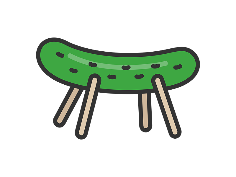 お盆の精霊馬のアイコン（線画カラー）の無料イラスト｜透過PNG・商用利用OK