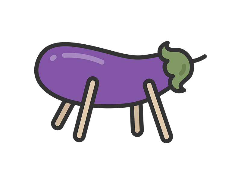 お盆の精霊牛のアイコン（線画カラー）の無料イラスト｜透過PNG・商用利用OK