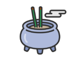 香炉と線香のアイコン（線画カラー）の無料イラスト｜透過PNG・商用利用OK