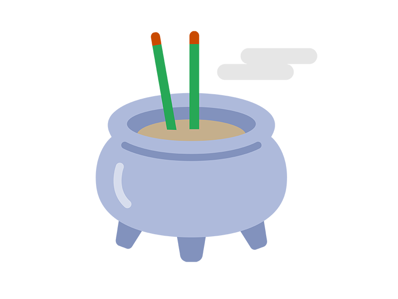 香炉と線香のアイコンの無料イラスト｜透過PNG・商用利用OK