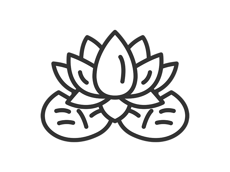 蓮の花のアイコン（線画）の無料イラスト｜透過PNG・商用利用OK