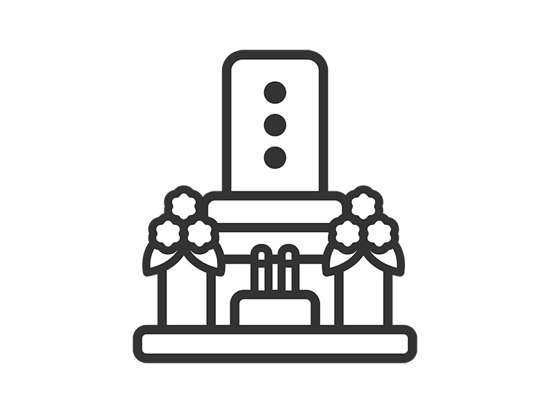 お墓のアイコン（線画）の無料イラスト｜透過PNG・商用利用OK