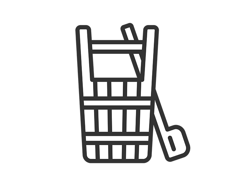 墓参り用の、手桶とひしゃくのアイコン（線画）の無料イラスト｜透過PNG・商用利用OK