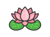 蓮の花のアイコン（線画カラー）の無料イラスト｜透過PNG・商用利用OK