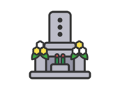 お墓のアイコン（線画カラー）の無料イラスト｜透過PNG・商用利用OK