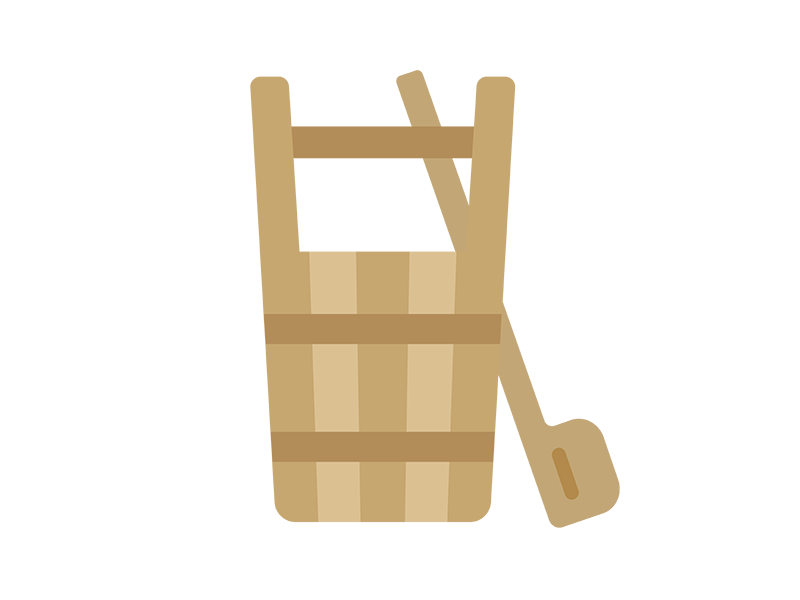 墓参り用の、手桶とひしゃくのアイコンの無料イラスト｜透過PNG・商用利用OK