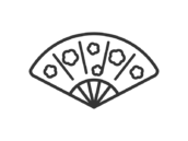 お盆の扇子のアイコン（線画）の無料イラスト｜透過PNG・商用利用OK