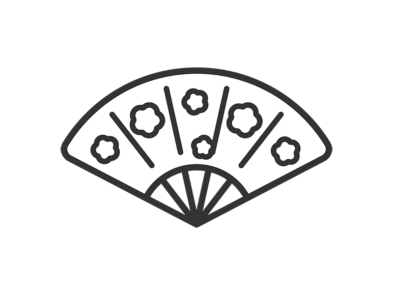 お盆の扇子のアイコン（線画）の無料イラスト｜透過PNG・商用利用OK