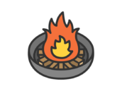 お盆の迎え火のアイコン（線画カラー）の無料イラスト｜透過PNG・商用利用OK