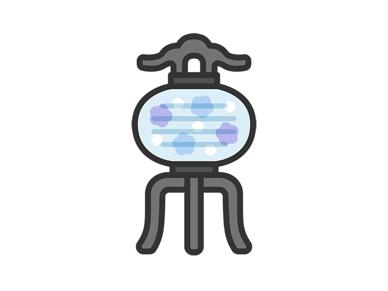 盆提灯のアイコン（線画カラー）の無料イラスト｜透過PNG・商用利用OK