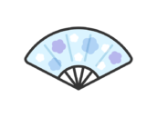 お盆の扇子のアイコン（線画カラー）の無料イラスト｜透過PNG・商用利用OK