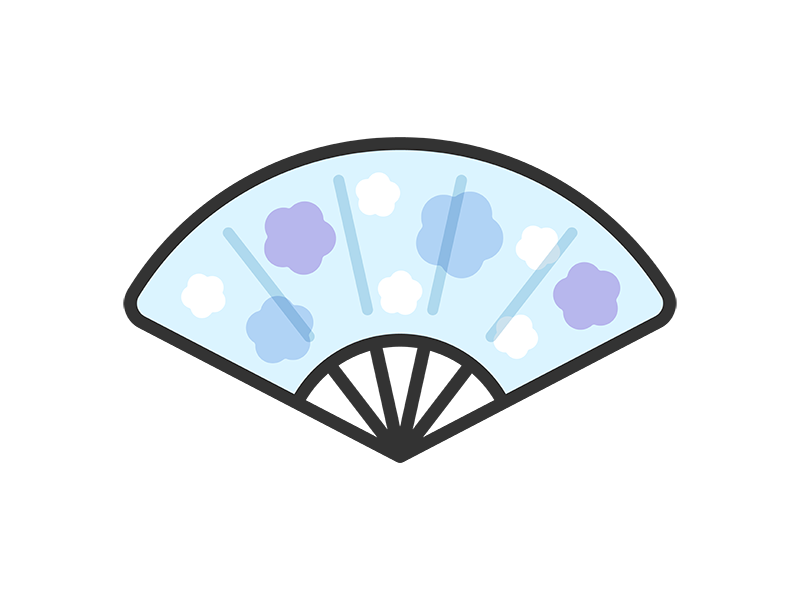 お盆の扇子のアイコン（線画カラー）の無料イラスト｜透過PNG・商用利用OK