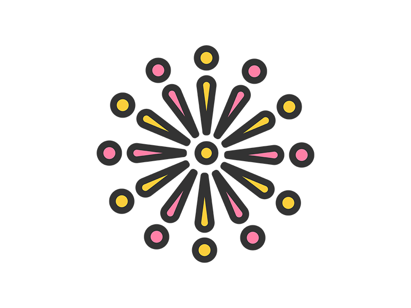 花火のアイコン（線画カラー）の無料イラスト｜透過PNG・商用利用OK