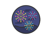 打ち上げ花火のアイコン（線画カラー）の無料イラスト｜透過PNG・商用利用OK