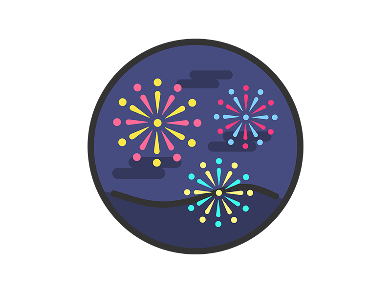 打ち上げ花火のアイコン（線画カラー）の無料イラスト｜透過PNG・商用利用OK