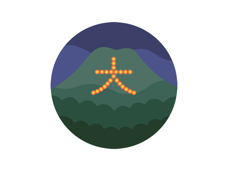 お盆の送り火（大文字）のアイコンの無料イラスト｜透過PNG・商用利用OK