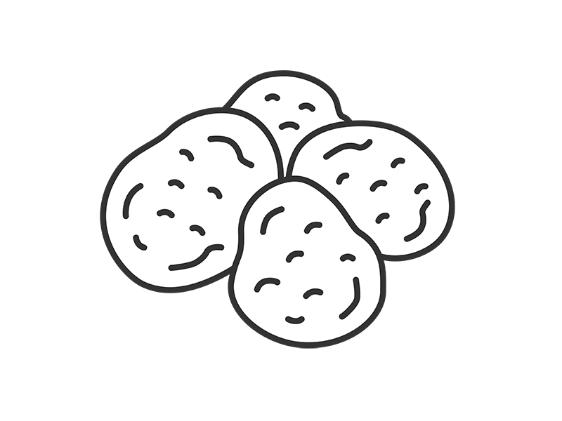 新鮮なジャガイモ（線画）の無料イラスト｜透過PNG・商用利用OK
