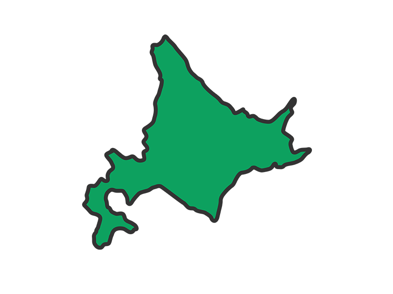 北海道の地図（線画カラー）の無料イラスト｜透過PNG・商用利用OK