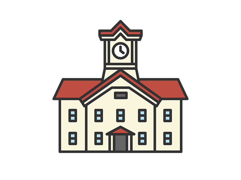 札幌市時計台（線画カラー）の無料イラスト｜透過PNG・商用利用OK