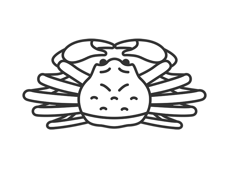 ズワイガニ（線画）の無料イラスト｜透過PNG・商用利用OK