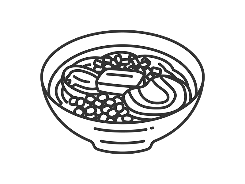 味噌バターコーンラーメン（線画）の無料イラスト｜透過PNG・商用利用OK