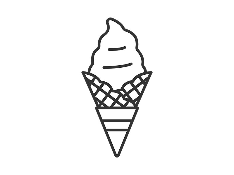 生乳ソフトクリーム（線画）の無料イラスト｜透過PNG・商用利用OK