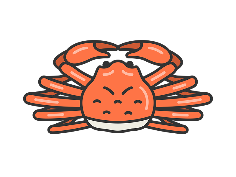 ズワイガニ（線画カラー）の無料イラスト｜透過PNG・商用利用OK