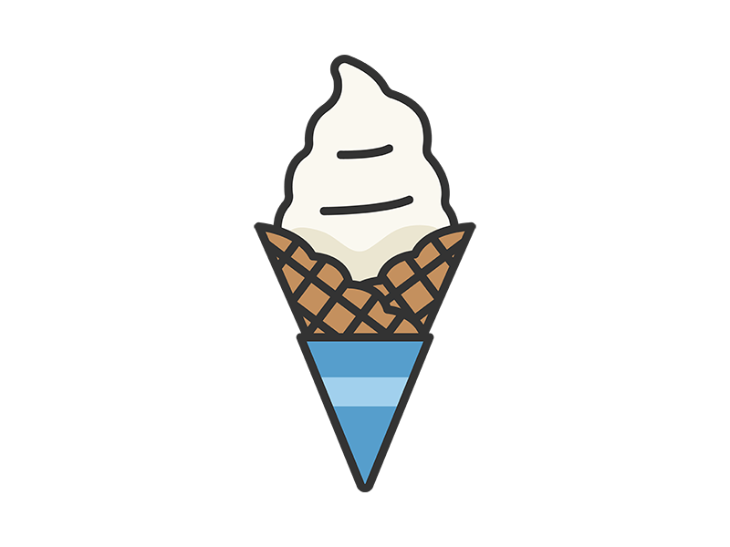 生乳ソフトクリーム（線画カラー）の無料イラスト｜透過PNG・商用利用OK