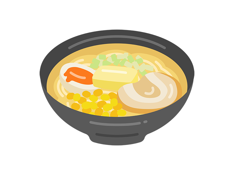 味噌バターコーンラーメンの無料イラスト｜透過PNG・商用利用OK