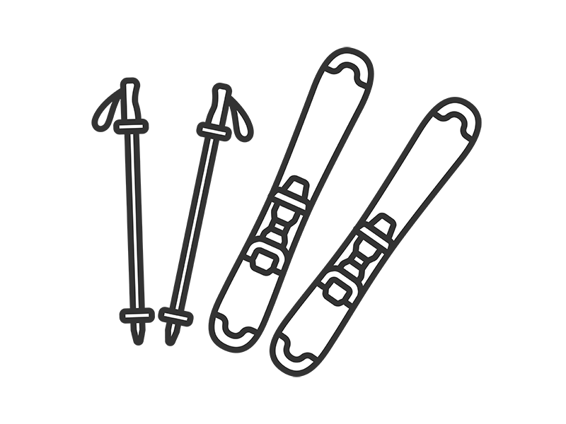 Free illustrations of skis and poles (line drawing)