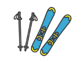 スキー板とストック（線画カラー）の無料イラスト｜透過PNG・商用利用OK