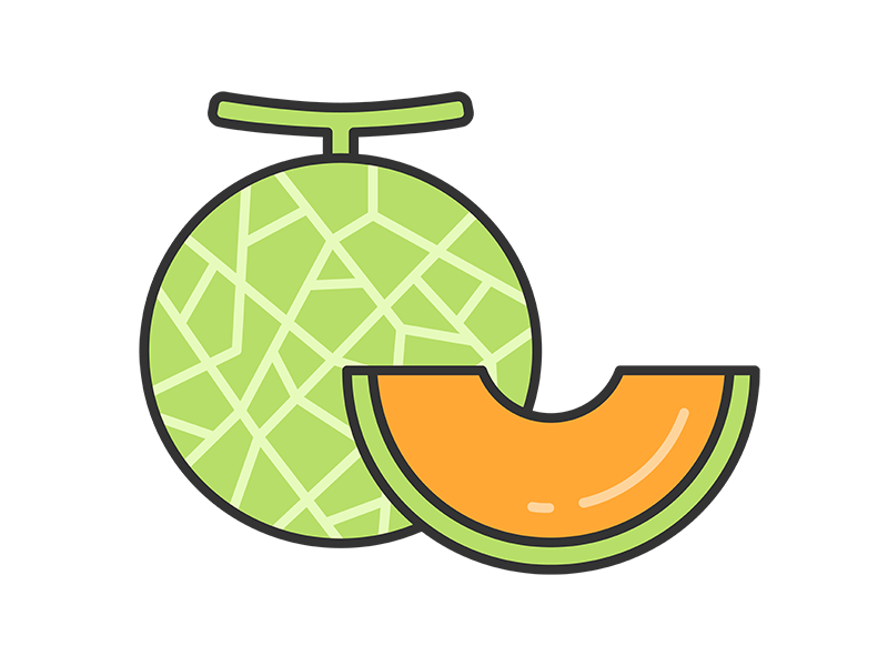 Free illustration of red meat melon (line drawing color)