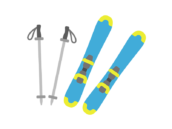 スキー板とストックの無料イラスト｜透過PNG・商用利用OK