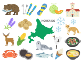 いろいろな、北海道名物の無料イラストセット｜透過PNG・商用利用OK
