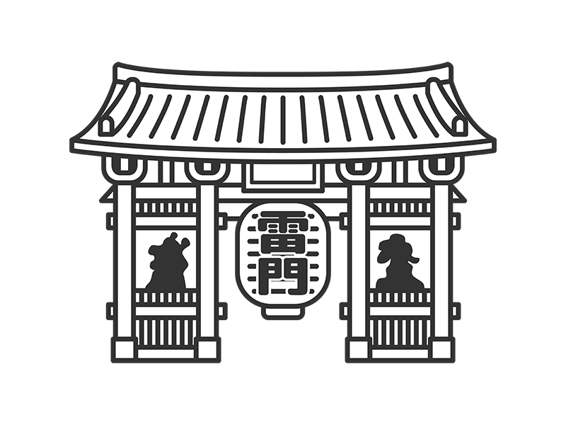 浅草雷門（線画）の無料イラスト｜透過PNG・商用利用OK
