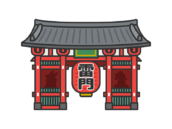 浅草雷門（線画カラー）の無料イラスト｜透過PNG・商用利用OK