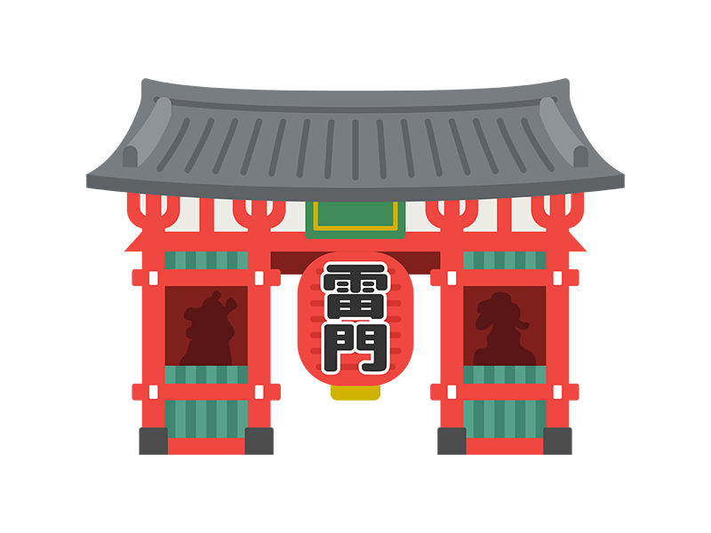 浅草雷門の無料イラスト｜透過PNG・商用利用OK