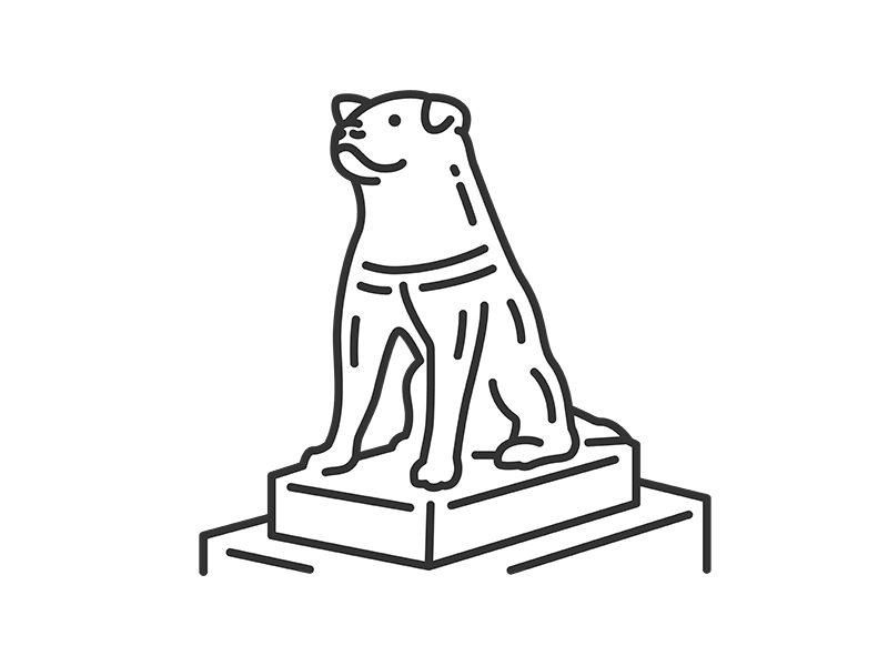 忠犬ハチ公像（線画）の無料イラスト｜透過PNG・商用利用OK