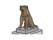 忠犬ハチ公像（線画カラー）の無料イラスト｜透過PNG・商用利用OK